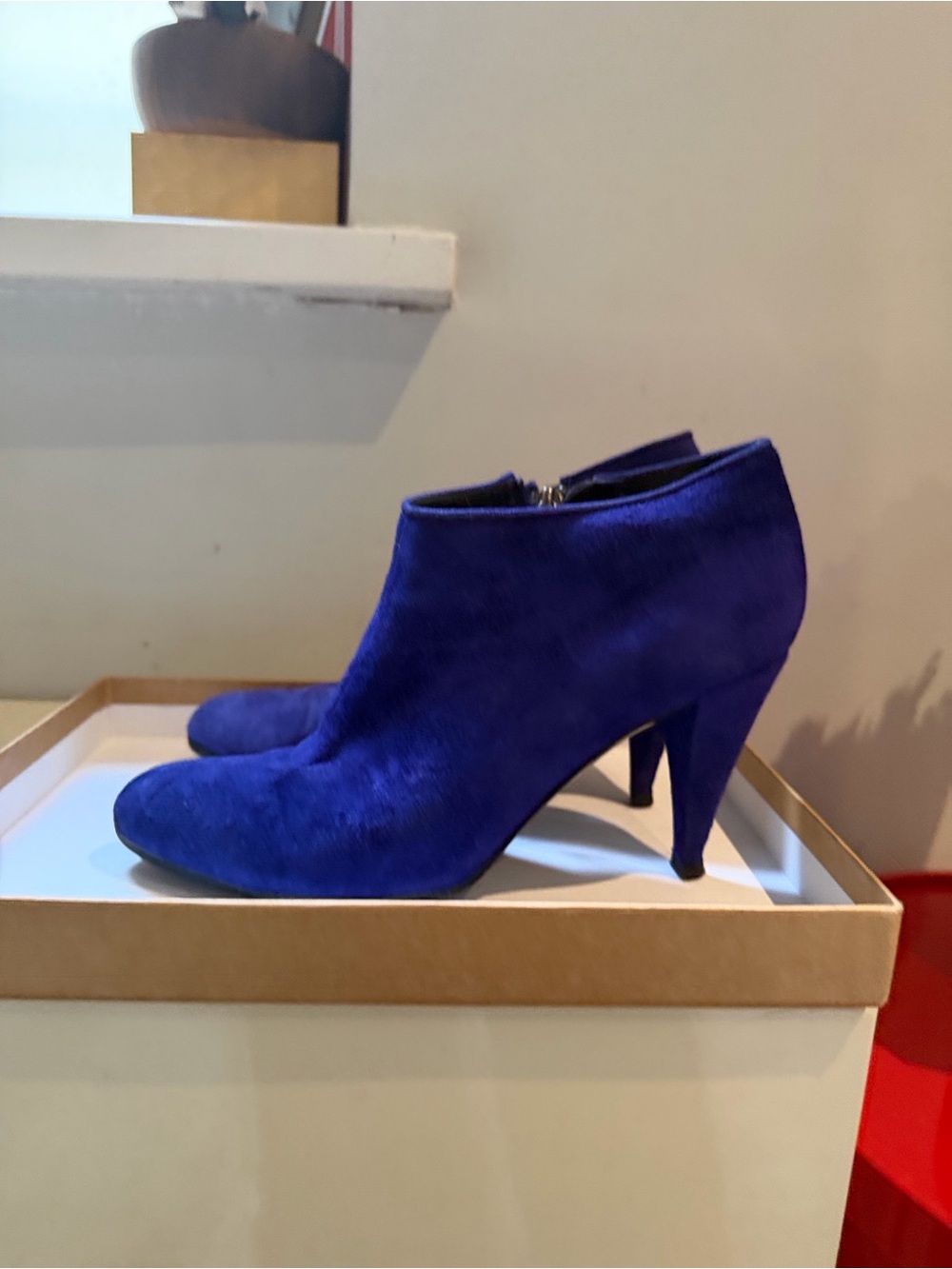 Sigerson Morrison Suede Ankle Booties in Cobalt Blue/Purple